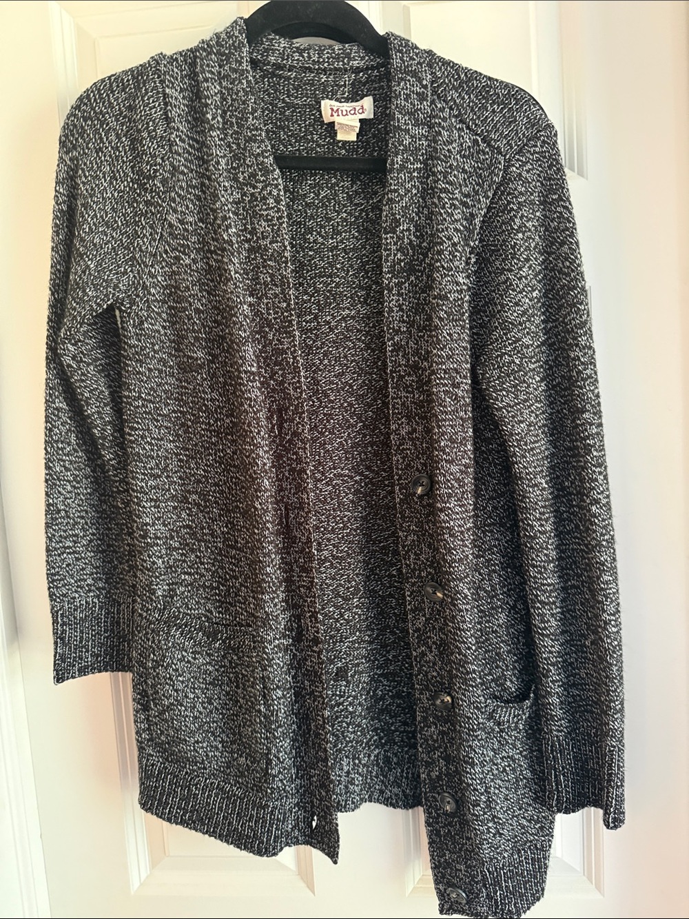 Mudd Black & White Marled Button Cardigan